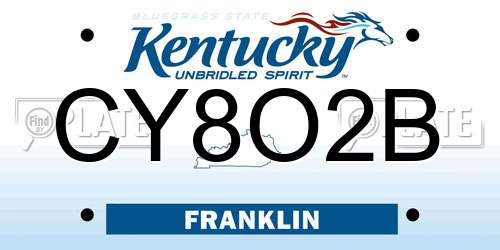 CY8O2B Kentucky License Plate
