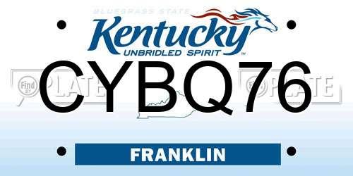 CYBQ76 Kentucky License Plate