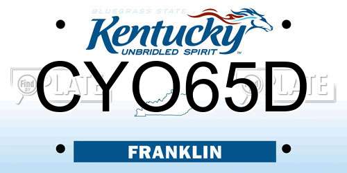 CYO65D Kentucky License Plate
