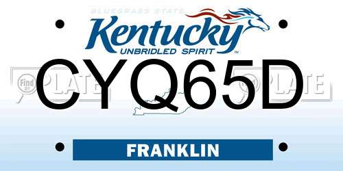 CYQ65D Kentucky License Plate