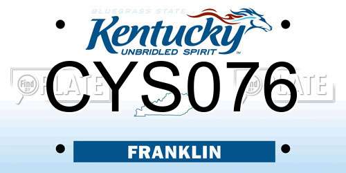 CYS076 Kentucky License Plate