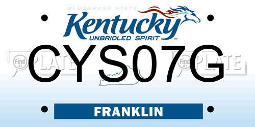 CYS07G Kentucky License Plate