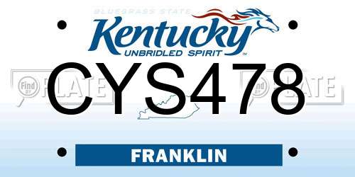 CYS478 Kentucky License Plate