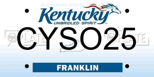 CYSO25 Kentucky License Plate