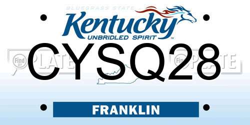 CYSQ28 Kentucky License Plate
