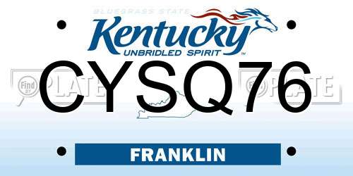 CYSQ76 Kentucky License Plate