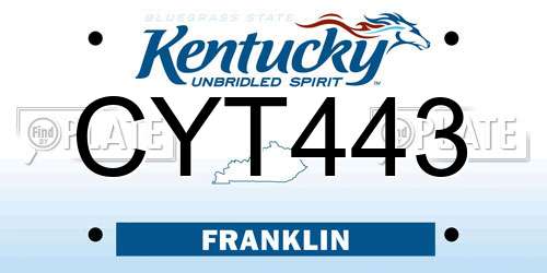 CYT443 Kentucky License Plate