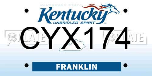 CYX174 Kentucky License Plate