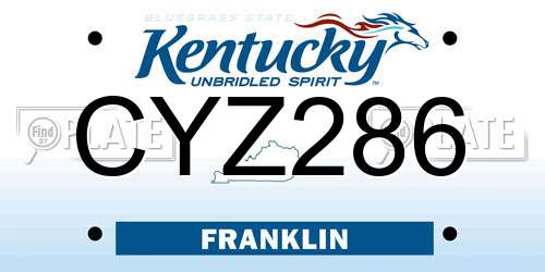 CYZ286 Kentucky License Plate