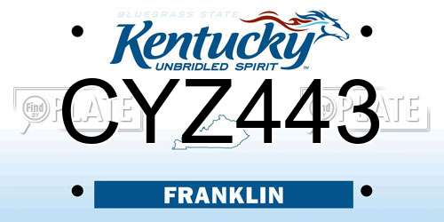 CYZ443 Kentucky License Plate