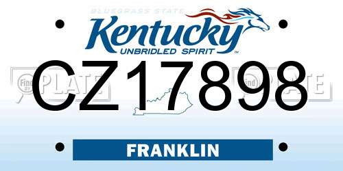 CZ17898 Kentucky License Plate