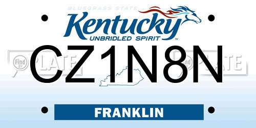 CZ1N8N Kentucky License Plate