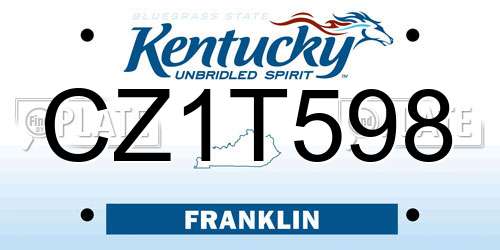 CZ1T598 Kentucky License Plate