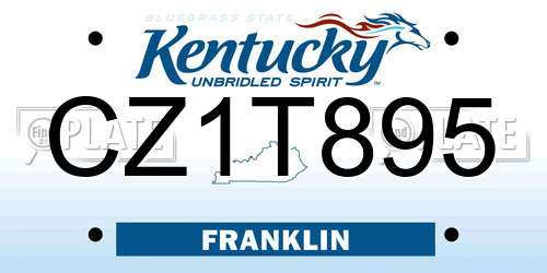 CZ1T895 Kentucky License Plate