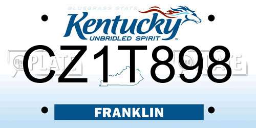 CZ1T898 Kentucky License Plate