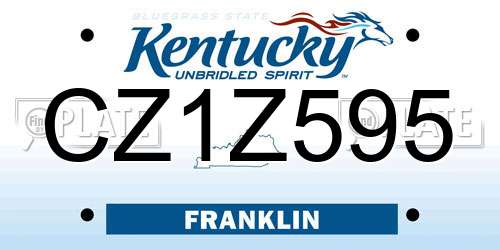CZ1Z595 Kentucky License Plate