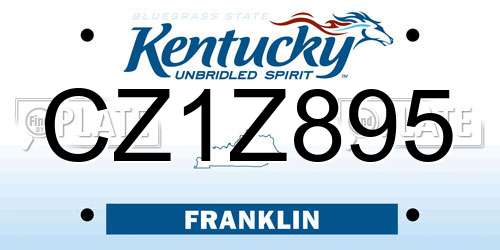CZ1Z895 Kentucky License Plate