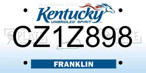 CZ1Z898 Kentucky License Plate