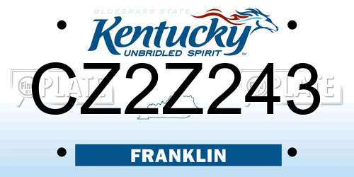 CZ2Z243 Kentucky License Plate
