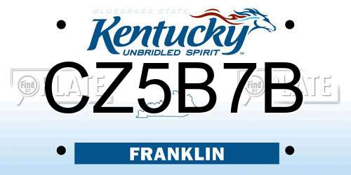 CZ5B7B Kentucky License Plate