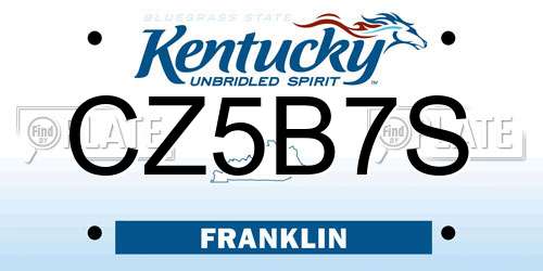 CZ5B7S Kentucky License Plate