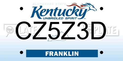 CZ5Z3D Kentucky License Plate