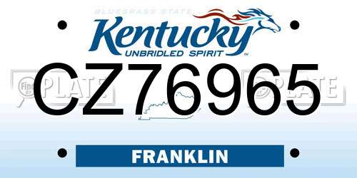 CZ76965 Kentucky License Plate