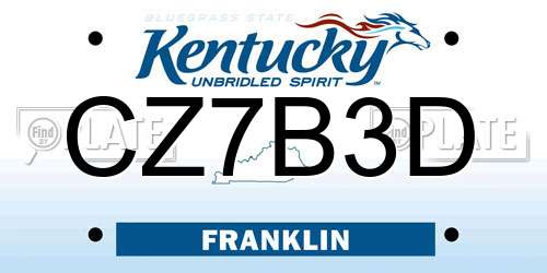 CZ7B3D Kentucky License Plate