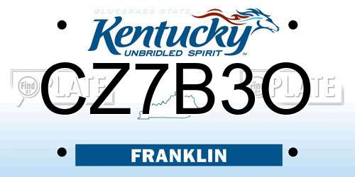 CZ7B3O Kentucky License Plate