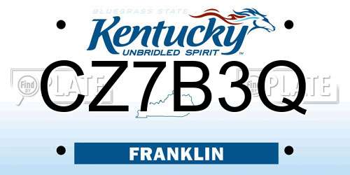 CZ7B3Q Kentucky License Plate