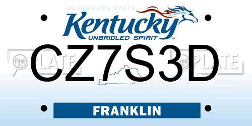 CZ7S3D Kentucky License Plate