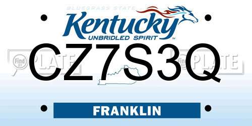 CZ7S3Q Kentucky License Plate