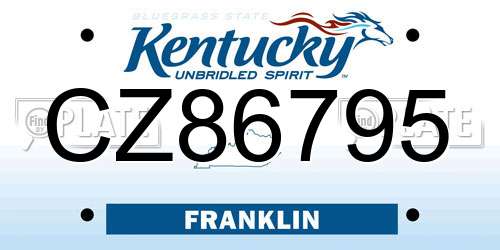 CZ86795 Kentucky License Plate