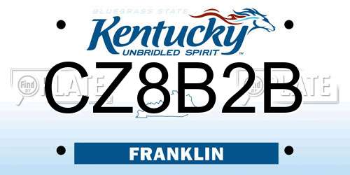 CZ8B2B Kentucky License Plate