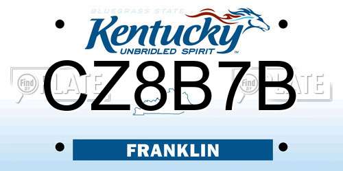CZ8B7B Kentucky License Plate
