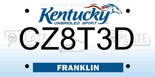 CZ8T3D Kentucky License Plate