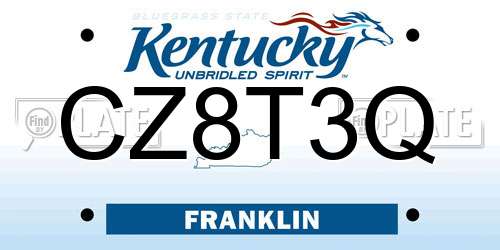 CZ8T3Q Kentucky License Plate