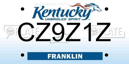 CZ9Z1Z Kentucky License Plate