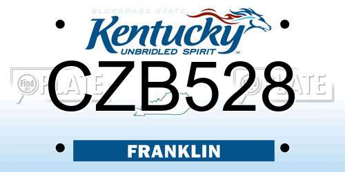 CZB528 Kentucky License Plate