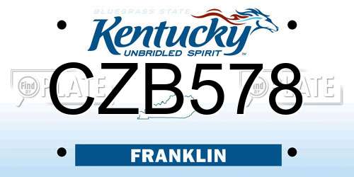 CZB578 Kentucky License Plate
