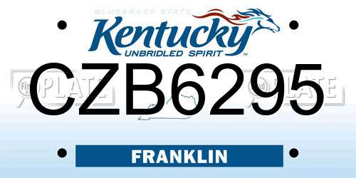 CZB6295 Kentucky License Plate