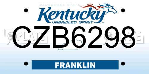 CZB6298 Kentucky License Plate