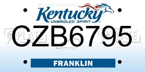 CZB6795 Kentucky License Plate