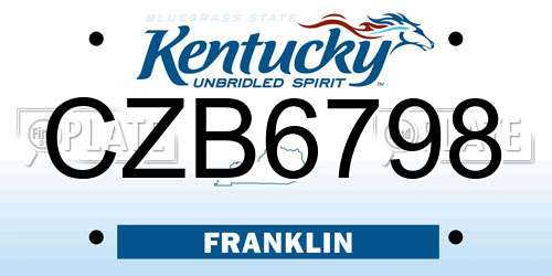CZB6798 Kentucky License Plate