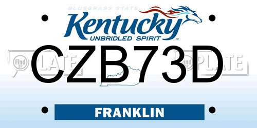 CZB73D Kentucky License Plate
