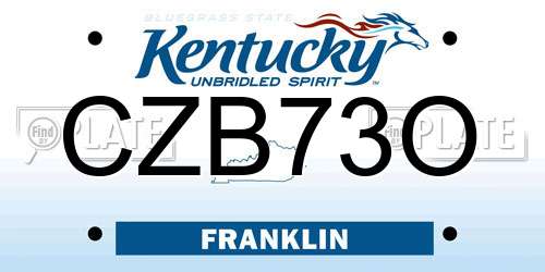 CZB73O Kentucky License Plate