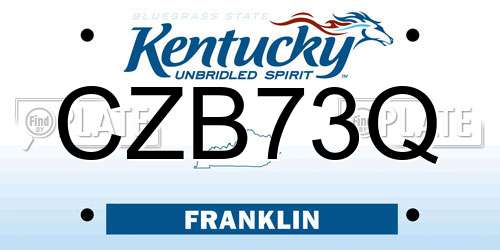 CZB73Q Kentucky License Plate