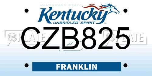 CZB825 Kentucky License Plate