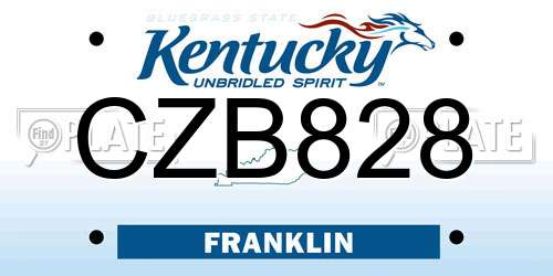 CZB828 Kentucky License Plate