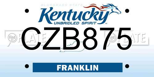 CZB875 Kentucky License Plate